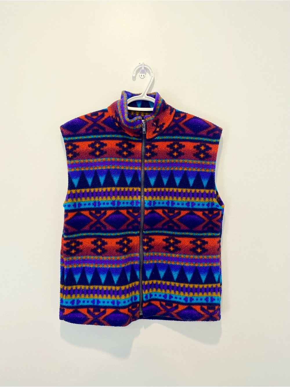 Printed Fleece Zip Up Vest